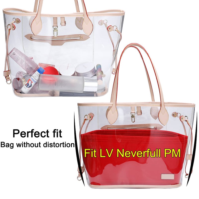 Doxo Purse Organizer Insert Handbag & Tote Felt Bag Fits L Neverfull GM & Base Shaper 2pc Set (X-Large, Red-Combination) - Image 3